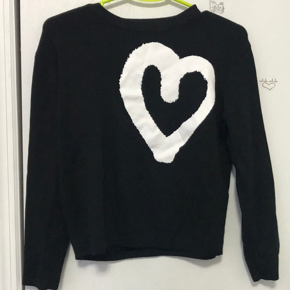 Black Sweater with Heart Design
